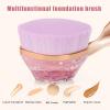 2pcs Foundation Brush Set with Storage Box, Portable Exquisite Makeup Brush with Curved Brush Head, Skin Friendly Soft Bristles Liquid Cream Brush, Multipurpose Cosmetic Tool Purple view 2