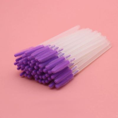 100 pcs Disposable Eyebrow Brush Mascara Wand Applicator Cosmetic Brushes Eyebrow Comb for Eyelash Extension (purple)