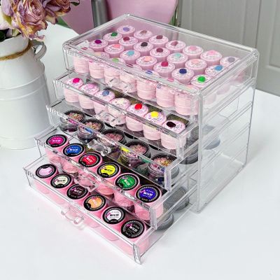 Guolich 5 Tier Nail Art Decoration Storage BoxAcrylic Make Up&Jewelry Organizer with Drawers, Cosmetic Storage for Dresser Countertop and BathroomTransparent Acrylic Nail Art Jewelry Accessories