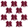 Maroon - 10 Pcs 7 Inch Jumbo Cheer Bows Ponytail Holder Cheerleading Girls Bow Hair Tie view 1