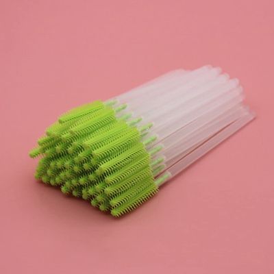 100 pcs Disposable Eyebrow Brush Mascara Wand Applicator Cosmetic Brushes Eyebrow Comb for Eyelash Extension (dark green)