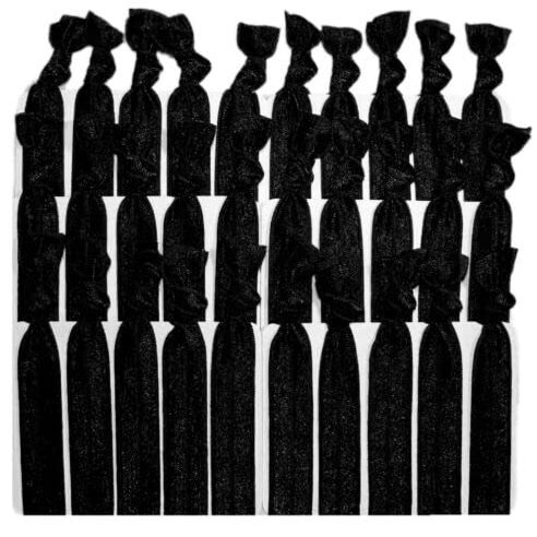 50 Black Hair Ties Elastic Ponytail Holders Scrunchie tie Ribbon Lot Sale