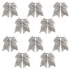 Silver - 10 Pcs 7 Inch Jumbo Cheer Bows Ponytail Holder Cheerleading Girls Bow Hair Tie view 1