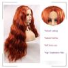 Angle Lucky Copper Red Wig for Women Synthetic Lace Front Wig Loose Curly Ginger Red Pre plucked Wig Heat Resistant Fiber Glueless Water Wave Wigs 26inch view 3