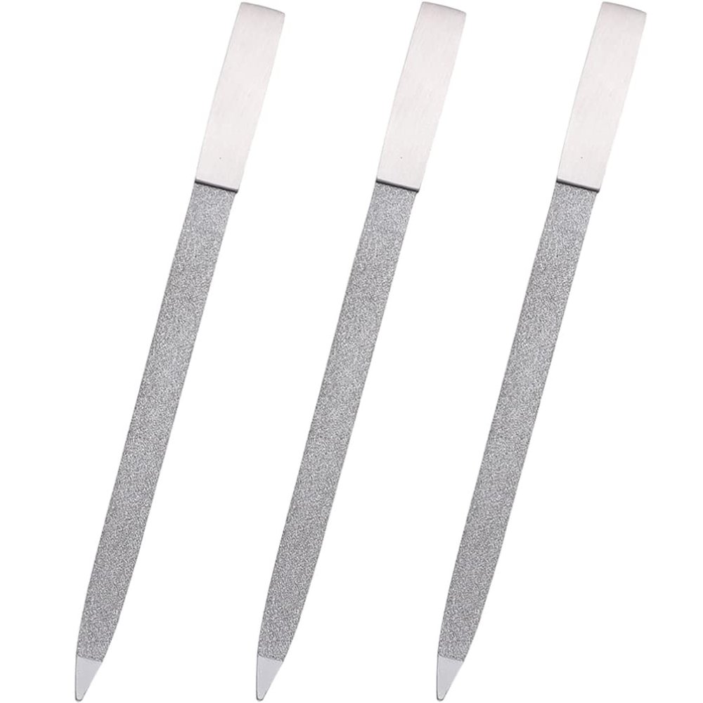 FOMIYES 3pcs Stainless Steel Nail Files Nail Trimming Tools for Salon and Home Use Double-Sided Fingernail Files for Natural