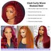 13x4 Burgundy Lace Frontal Wigs for Women 99J Deep Wave Lace Front Wigs Human Hair Pre Plukced with Baby Hair 16Inch Colored Deep Curly Human Hair Wigs 150% Density view 3