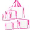 6pcs Clear Cosmetic Bags, TSA Approved Toiletry Bag Set Crystal Clear Travel Beach Essentials Bag Organization PVC, Clear Makeup Bags Luggage Pouch Carry on Airport Airline Compliant Bag Women Men view 1