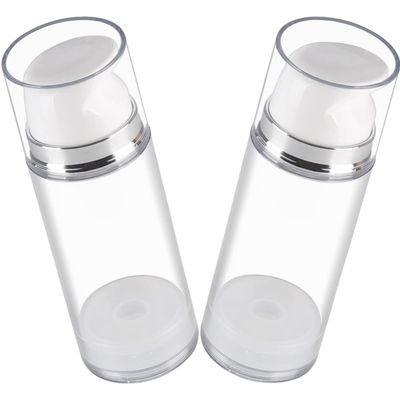 Beavorty 2pcs Airless Pump Bottle Transparent Refillable Lotion Container for Travel Cream and Shampoo Dispenser and Lightweight Design for Toiletries