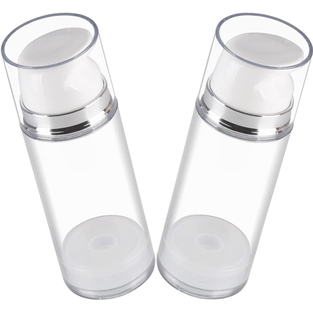 Beavorty 2pcs Airless Pump Bottle Transparent Refillable Lotion Container for Travel Cream and Shampoo Dispenser and Lightweight Design for Toiletries