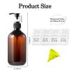 6 Pack Plastic Pump Bottles Dispenser, 16oz/500ml Empty Cylinder Shampoo Soap Dispenser, Refillable Containers with Extra Sprayer Pump Labels for Body Wash, Lotion, Gel(Amber) view 2