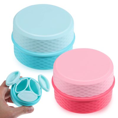 2Pcs Silicone Travel Size Containers with Lid Empty Leak-proof Travel Jars 3 In 1 Portable Cosmetic Jars for Makeup Cream