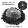 Afro Coily Black Mens Toupee Human Hair Replacement Toupee for Black Men Hairpiece Thin Skin PU African American Hair Units for Black Men 8X10" 6mm Afro Wave, 1B# Off Black view 3