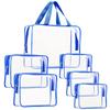 6Pcs Crystal Clear PVC Travel Toiletry Bag Kit for Women Men, Waterproof Vinyl Packing Organizer Storage Bags with Zipper Handle Straps, Cosmetic Pouch Carry on Airport Airline Compliant Bag Handbag view 1