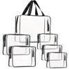 6Pcs Crystal Clear PVC Travel Toiletry Bag Kit for Women Men, Waterproof Vinyl Packing Organizer Storage Bags with Zipper Handle Straps, Cosmetic Pouch Carry on Airport Airline Compliant Bag Handbag view 1