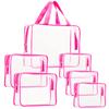 6Pcs Crystal Clear PVC Travel Toiletry Bag Kit for Women Men, Waterproof Vinyl Packing Organizer Storage Bags with Zipper Handle Straps, Cosmetic Pouch Carry on Airport Airline Compliant Bag Handbag view 1