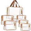 6Pcs Crystal Clear PVC Travel Toiletry Bag Kit for Women Men, Waterproof Vinyl Packing Organizer Storage Bags with Zipper Handle Straps, Cosmetic Pouch Carry on Airport Airline Compliant Bag Handbag view 1
