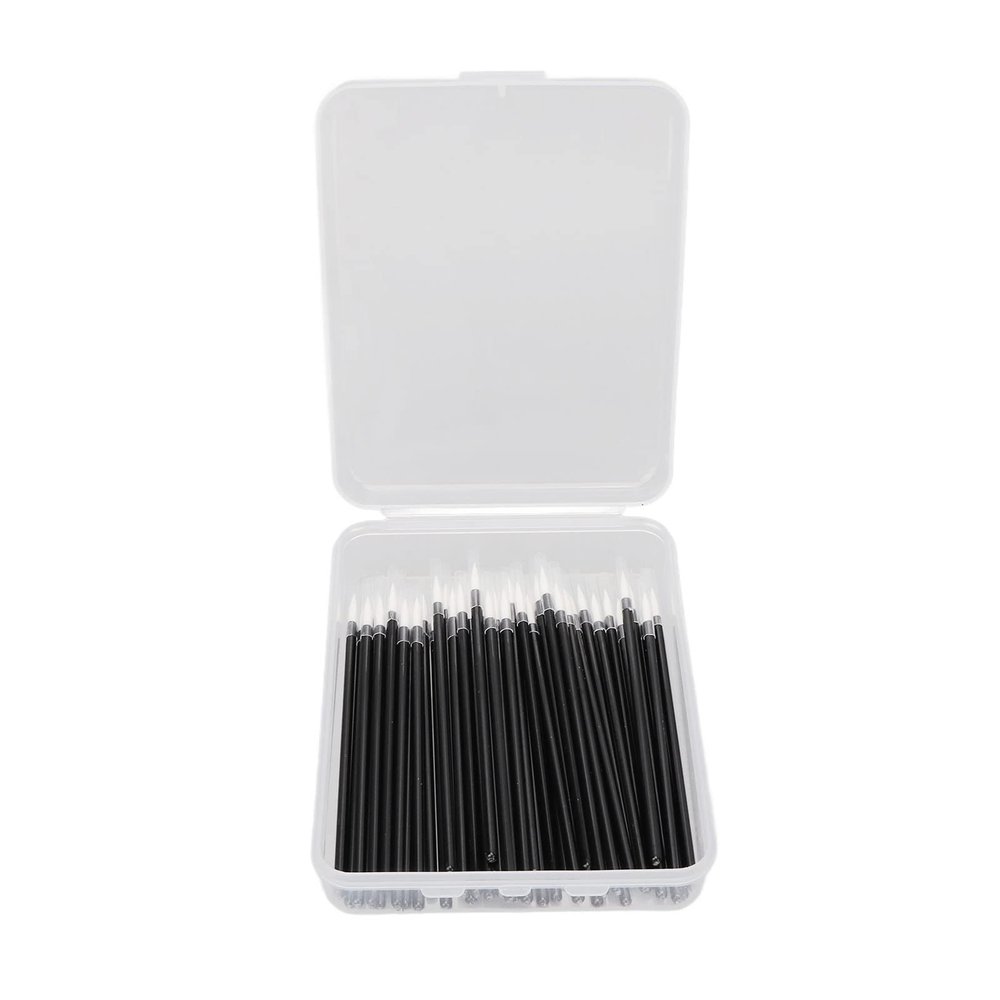100 Pack Disposable Eyeliner Brush with Storage Box, Disposable Eyeliner Applicator for Eyeliner Bottles and Eyeliner Creams, Makeup Tool with Thin Brush Tip for Lip Liner Eye Liner