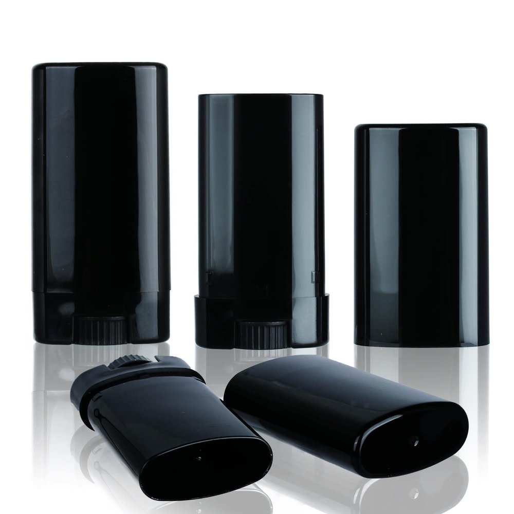 250 PCS plastic empty 15g black oval shape lip balm tube deodorant containers 0.5oz lipstick tube small wax packing container