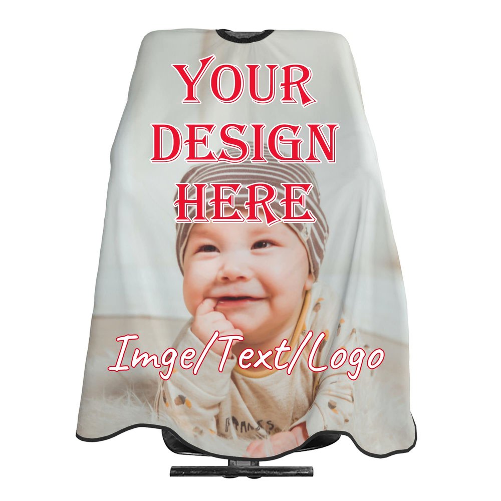 Custom Hair Cutting Cape, Personalized Kids Haircut Cape with Adjustable Neckline, Custom Barber Cape with Your Image/Logo/Text, Hairdressing Apron for Home Salon and Barbershop