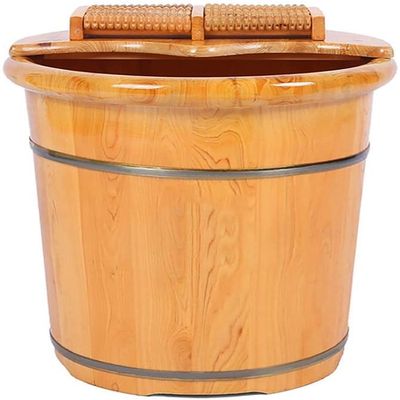 Foot Tub Wooden Foot Basin Foot Tub/Heightening Foot Bath Basin, Soak, Massage, Spa, Sauna Foot Bowl Pedicure Basin Parental Gift Foot Bucket Drainage Tube Design Foot Bath Wooden Bucket Foot Spa