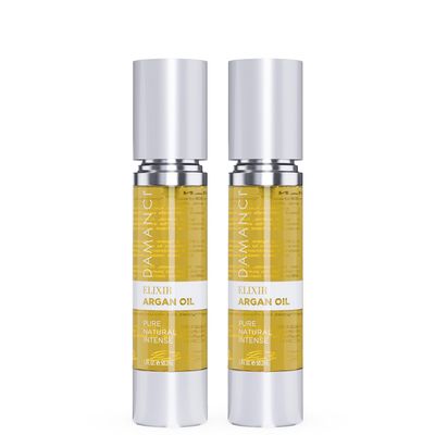 DAMANCI Elixir Argan Oil, Heat Protectant Oil and Leave In Conditioner for Hair Repair, Heal Split Ends and Control Frizz, No Oily Residue (1.7 oz Pack of 2)
