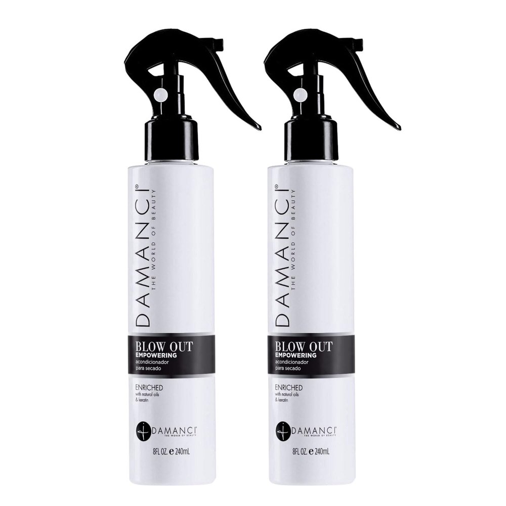 DAMANCI Empowering Blowout Spray, Professional Heat Protectant for Hair, Premium Blow Dry Spray for Hair and Keratin Leave In Conditioner 2 pk./8 oz.