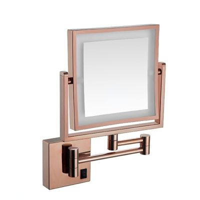 Shaving Mirror Wall Mounted with LED Lighted Rechargeable Double Sided 3X Magnifying 360 Rotation Cosmetic Vanity Mirror Extendable Arm for Bathroom Hotel