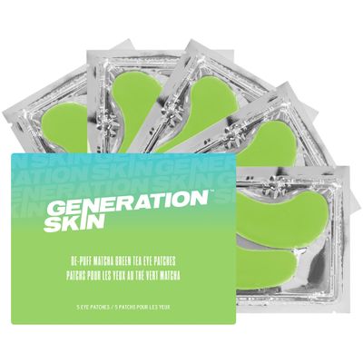 Generation Skin Eye Patches for Dark Circles and Puffiness, Under Eye Mask with Hyaluronic Acid and Matcha Green Tea, Vegan and Cruelty-Free Under Eye Patches, Green Tea Eye Masks, 5-Pack