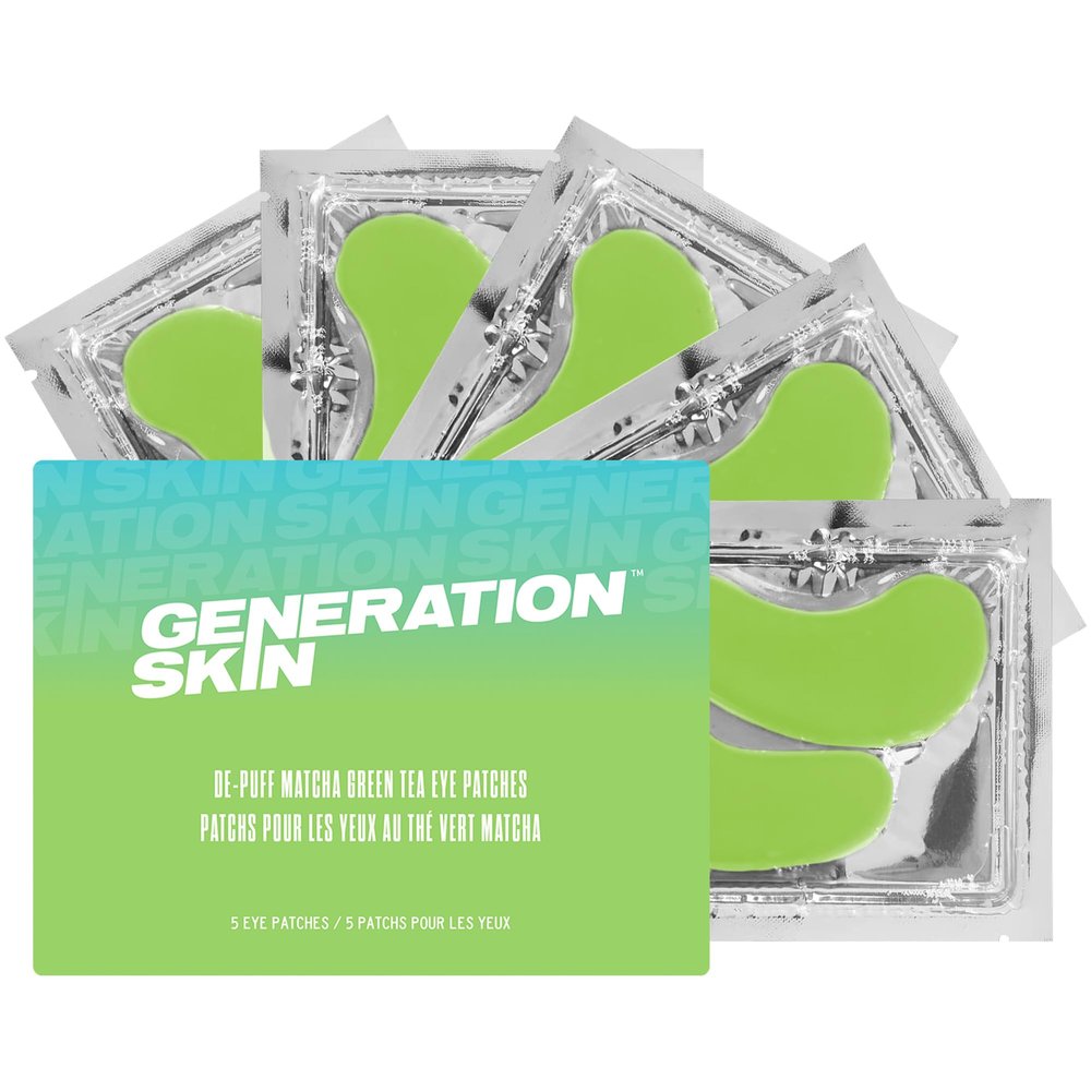 Generation Skin Eye Patches for Dark Circles and Puffiness, Under Eye Mask with Hyaluronic Acid and Matcha Green Tea, Vegan and Cruelty-Free Under Eye Patches, Green Tea Eye Masks, 5-Pack