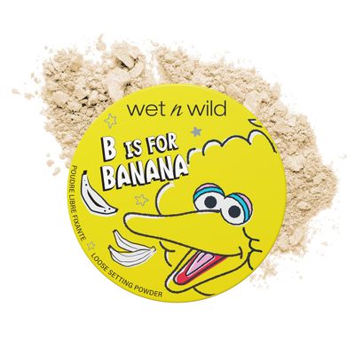 wet n wild Sesame Street Loose Setting Powder, Color-Correcting Yellow Tint with Vitamin E - B Is For Banana