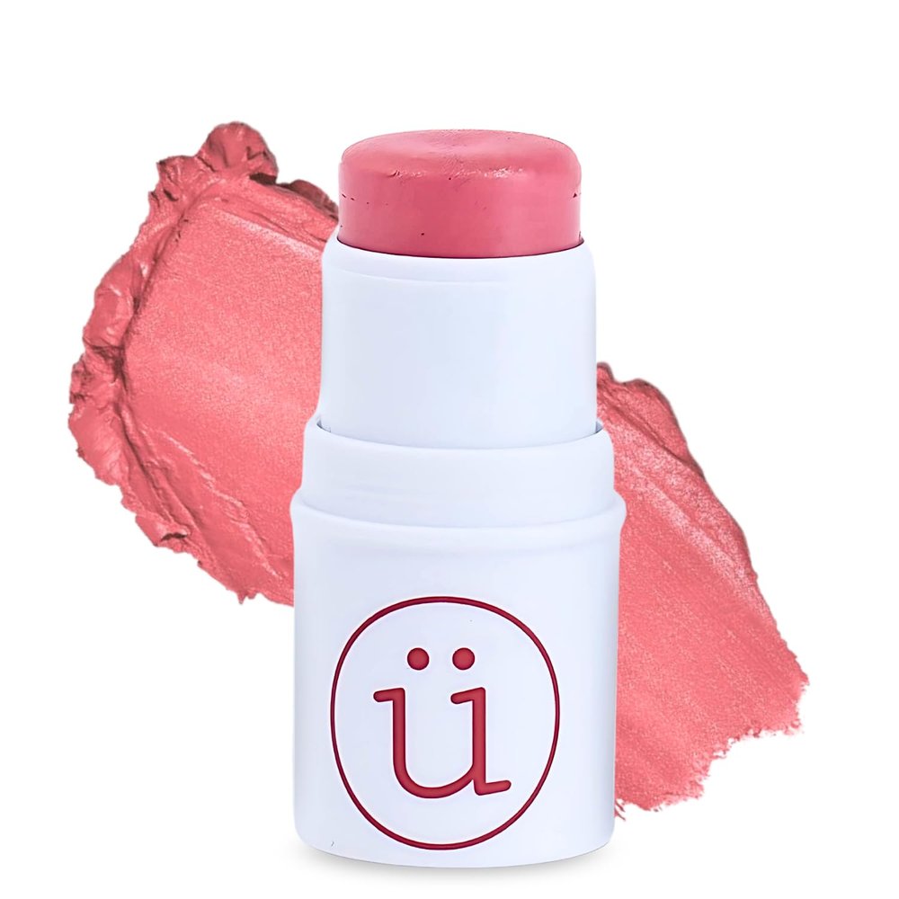 M2U NYC Pink Shimmer Cream Blush Stick 3-in-1 Cream Blush for Cheeks, Lips & Eyes Natural Dewy Finish with Shimmer Lightweight Blusher for Cheeks, Buildable Formula Infused with Shea Butter