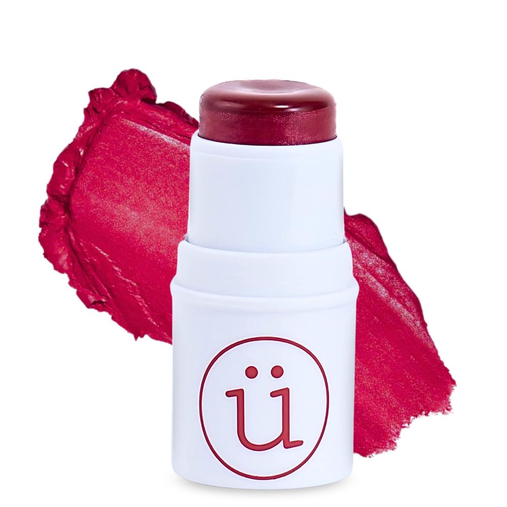 M2U NYC Red Cream Blush Stick 3-in-1 Cream Blush for Cheeks, Lips & Eyes Natural Dewy Finish with Shimmer Lightweight Blusher for Cheeks, Buildable Formula Infused with Shea Butter