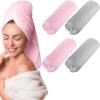 4 Pcs 20 x 40 Large Microfiber Hair Towel for Long Hair Quick Dry Towel Absorbent Turbans Anti Frizz Drying Turbans Wrap for Curly Long Short Women, Pink and Gray view 1