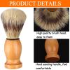 7Pcs Men Shaving Brush Wood Handle, Professional Salon Tools Hand Crafted Shaving Brush Wood Handle Shave Brushes Handmade Pure Badger Hair Brush for Men1 view 3