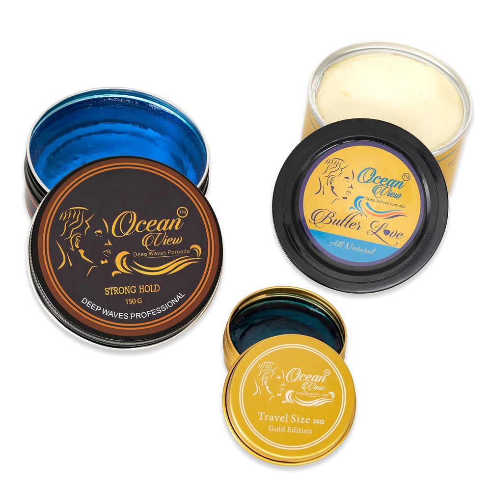 OCEAN VIEW DEEP WAVES POMADE- Perfect 360 Waves for all Wavers - Wave Grease Essentials, (Pack of 3)