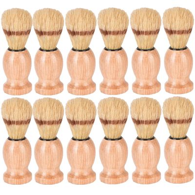 12Pcs Men Shaving Brush Wood Handle, Professional Salon Tools Hand Crafted Shaving Brush Wood Handle Shave Brushes Handmade Pure Badger Hair Brush for Men