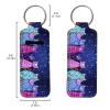 Suobstales Galaxy Cat Print Chapstick Holder Keychain for Women Lip Balm Holster Lipsticks Keyrings Pouch Portable Pocket Lip Gloss Tube Holder view 2