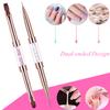 Ycyan 2Pcs Dual-ended UV Gel Nail Brush Set Rhinestone Handle Nail Art Design Brushes Professional Nail Tools Rose Gold view 2