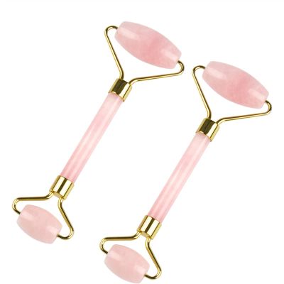 KENID Crystal Roller and Portable Gourd Set for Massage Green Jade Roller Adventure Stone Beauty Accessory 1Pcs (Color : 2PCSJadeRoller Pink)