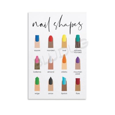 BLUDUG Nail Shape Type Guide Poster Nail Poster Nail Salon Poster Canvas Painting Posters And Prints Wall Art Pictures for Living Room Bedroom Decor 08x12inch(20x30cm)