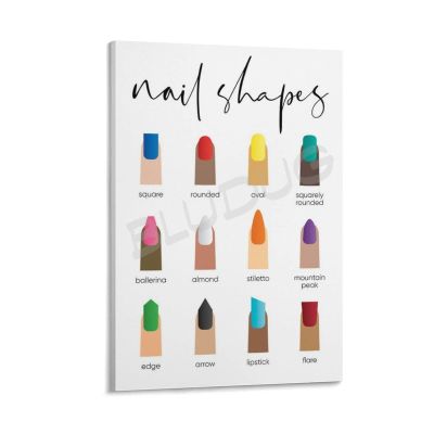 BLUDUG Nail Shape Type Guide Poster Nail Poster Nail Salon Poster Canvas Painting Posters And Prints Wall Art Pictures for Living Room Bedroom Decor 08x12inch(20x30cm)
