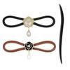 CHOISBEING Leather Hair Barrettes for Women French Hair Clip with Wooden Hair Stick for Buns Hair Slides for Girls Camellia Flower Clip(M) view 1