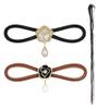CHOISBEING Leather Hair Barrettes for Women French Hair Clip with Metal Hair Stick for Buns Hair Slides for Girls Camellia Flower Clip (L) view 1
