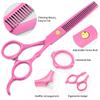 Professional Hair Cutting Scissors Sets Stainless Steel Barber Hairdressing Scissors Multifunctional Salon Thinning Scissors Straight Shears Tools for Men Women Home Use (Pink) view 3