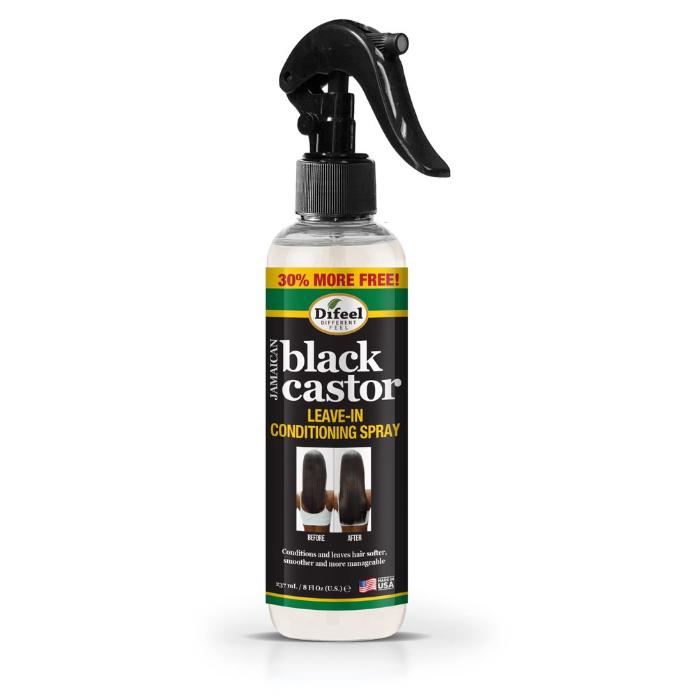 Difeel Jamaican Black Castor Leave-in Conditioning Spray 8 oz. - Hair Oil Spray for Hair Growth, Moisturizing, Hair Thickening, Detangling Treatment, Anti-Frizz