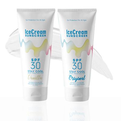 IceCream Sunscreen, Body & Face Lotion Sunblock SPF 30 Moisturizer, Water & Sweat-Resistant, Reef-Friendly & Cruelty-Free, 6oz (177ml) - Original & Vanilla Scent (Pack of 2)