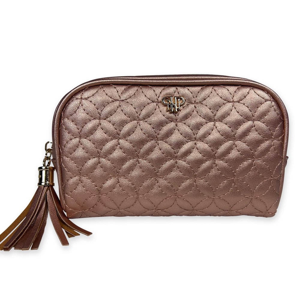 Small Quilted Makeup Case (Copper Circle)