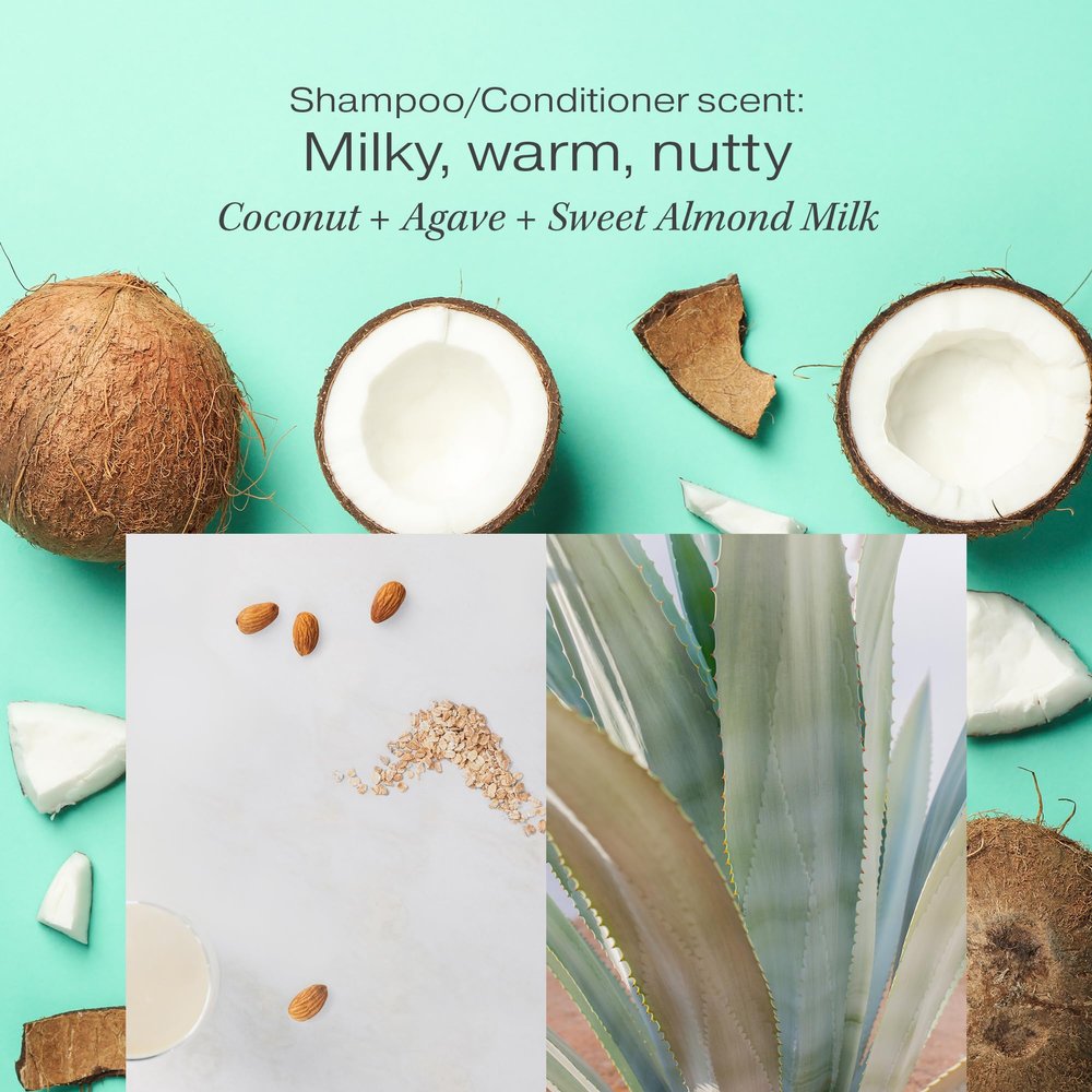 Raw Sugar Moisture Smoothie Shampoo and Conditioner with Coconut Oil, Agave, & Sweet Almond Milk, Hydrates & Nourishes Dry Hair, Formulated without Sulfates + Parabens