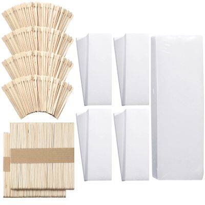 Ireer 1000 Pcs Wax Strips and Sticks Kit 500 Pcs Non Woven Waxing Strips 500 Pcs Assorted Applicator Sticks Soft Wooden Facial Body for Eyebrow Hair Removal Spa Home Women Men Leg