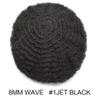 Afro Curly Toupee For Mens Full Poly Thin Skin Afro Wave Hairpieces Men Wigs Replacement System All Injected PU men toupee Afro Kinky Curl Real Human Hair Unit 8MM, 1# JET BLACK view 2